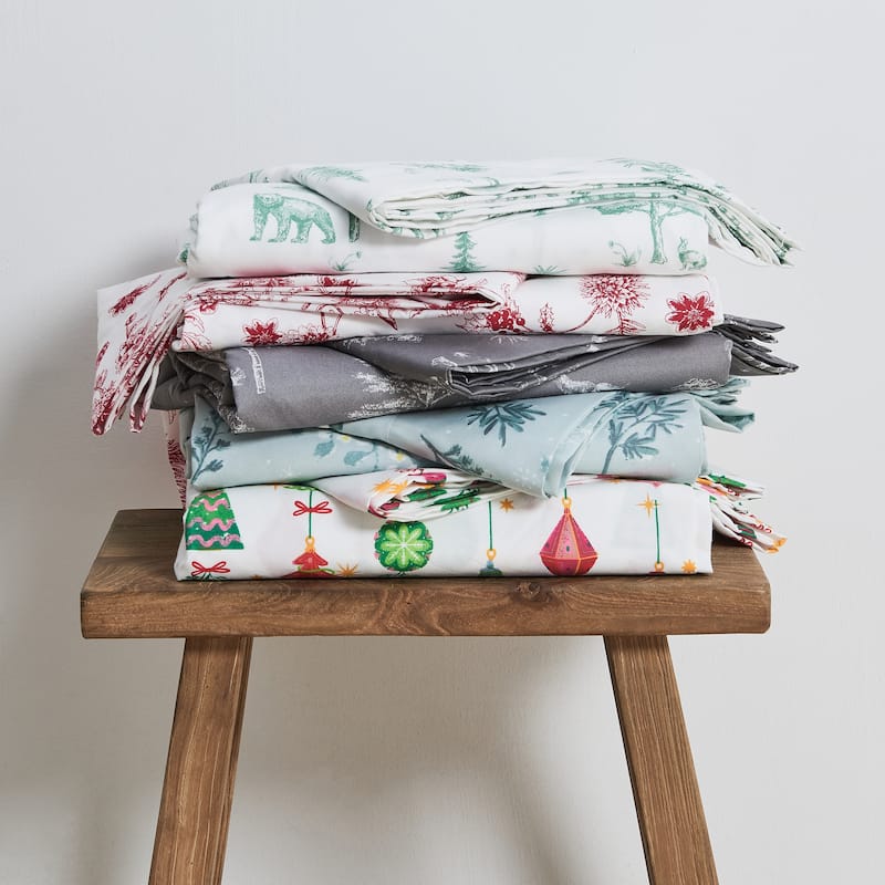 Linery & Co. Ultra-Soft Brushed Holiday-Printed Microfiber Sheet Set