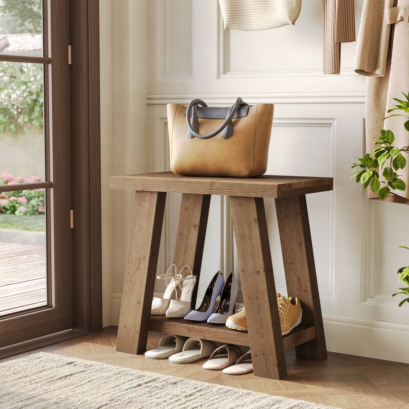 Solid Wood End Table with Storage