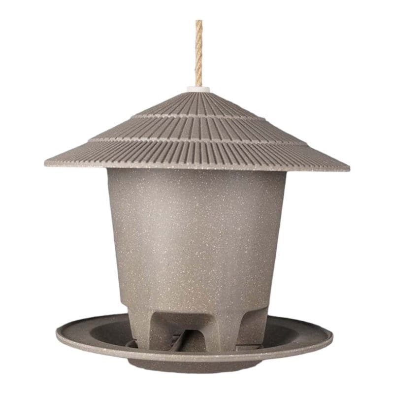 Earthy Sustainable Deluxe Outdoor Round Bird Feeders 8.6"Dia x 7.5"H - Grey