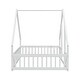 preview thumbnail 14 of 26, Full Wood House-Shaped Floor Bed with Fence, Guardrails
