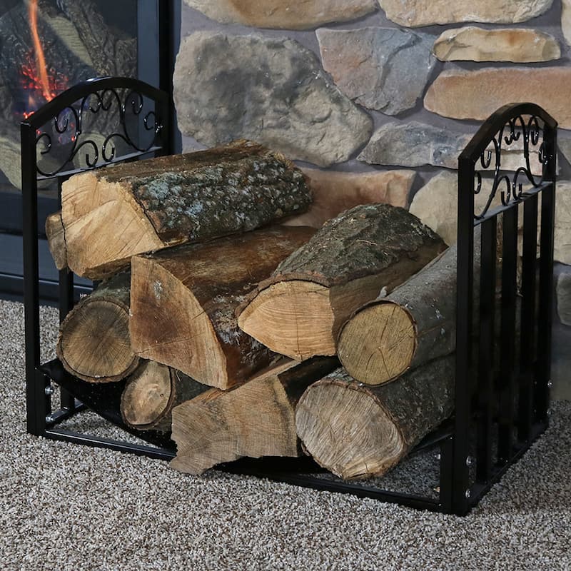 2' Indoor/Outdoor Firewood Log Rack - Steel Fireplace Storage Holder