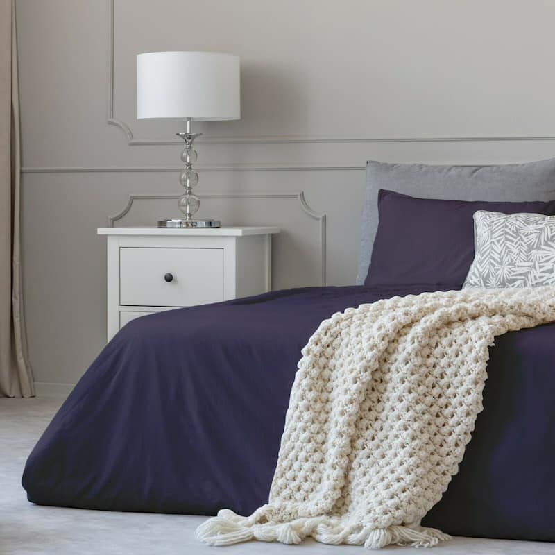 1800 Count Cotton Feel Bed Sheet Set Pillowcases Deep Pocket All Sizes - Purple - King