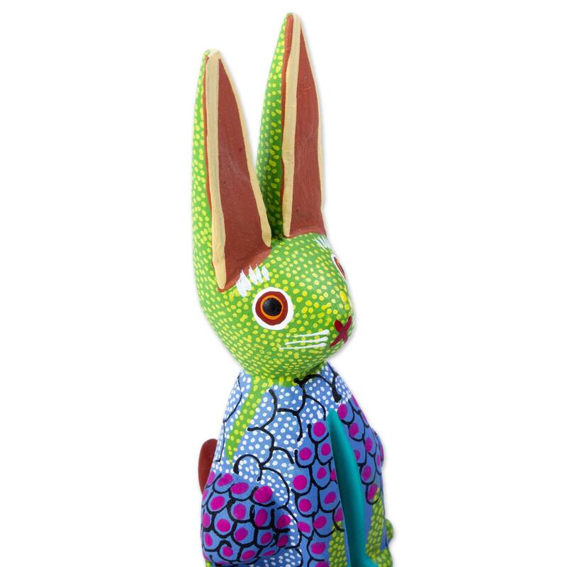 Novica Handmade Colorful Bunny Wood Alebrije Figurine