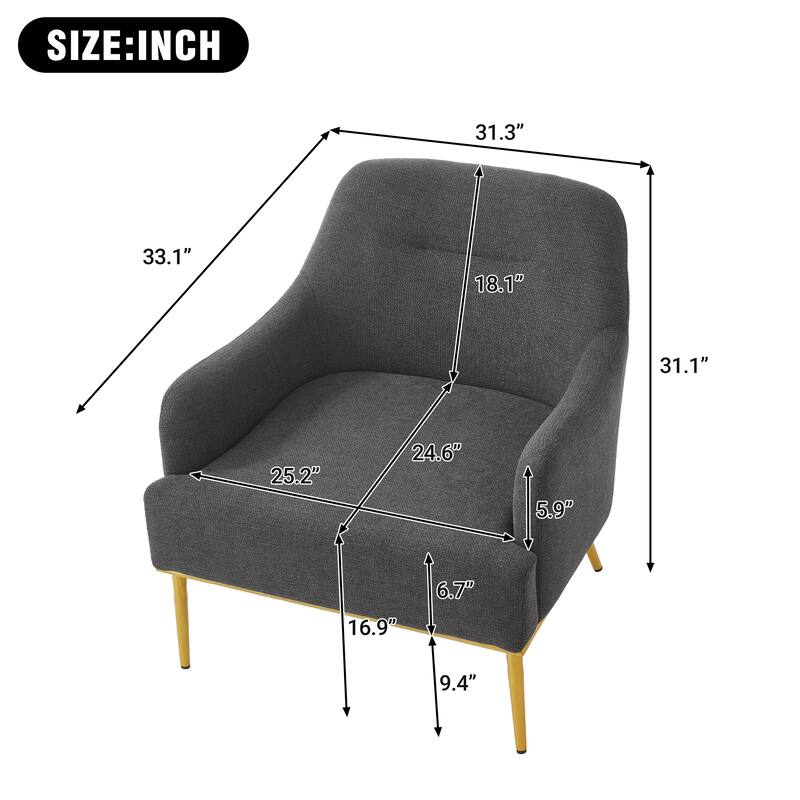 Christopher Knight Home - Modern Upholstered Armchair with Gold Metal Legs and Curved Backrest
