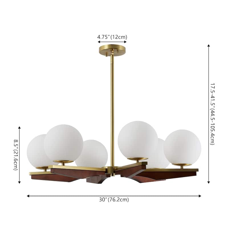 Safavieh Lighting Janna 6-Lights 30-inch Chandelier - Brass/Walnut - 30"W x 30"D x 42"H