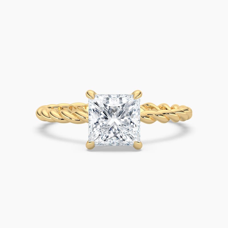 Auriya 14k Gold Lab Grown Princess Diamond Twisted Hidden Halo Engagement Ring 1.00 to 5.00 ct. tw. (F-G, VS) - 6 - 3.00 carats - Yellow