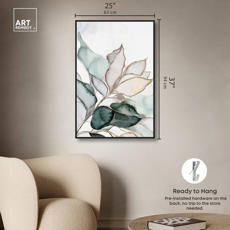 Pastel Leaves with Gold I Canvas by Art Remedy