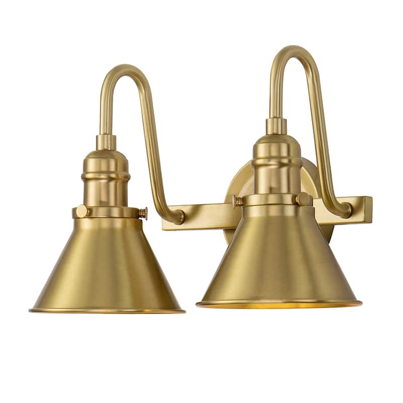 Retro 2 Light Bath Vanity in Aged Brass