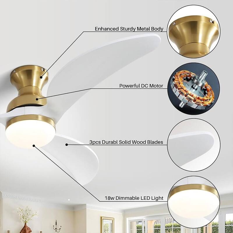 Modern Ceiling Fan With Light Smart Life APP Remote Control Timer For Alexa Google Bedroom Farmhouse