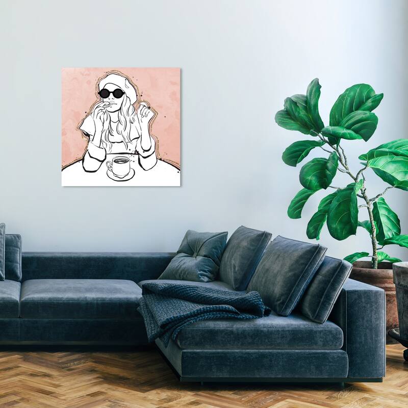Wynwood Studio Canvas Fashion and Glam Macarons and Coffee Pink and Pastel Pink Glam Wall Art Canvas Print - 30 x 30