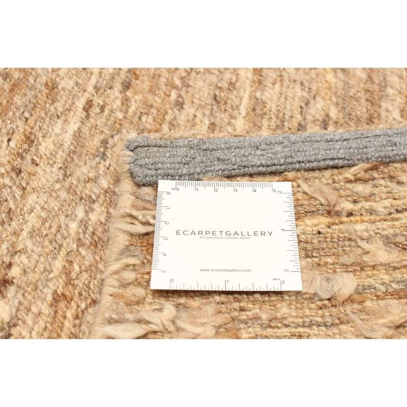 ECARPETGALLERY Flat-Weave Natural Brown Wool Tapestry Kilim - 4'9 x 6'7