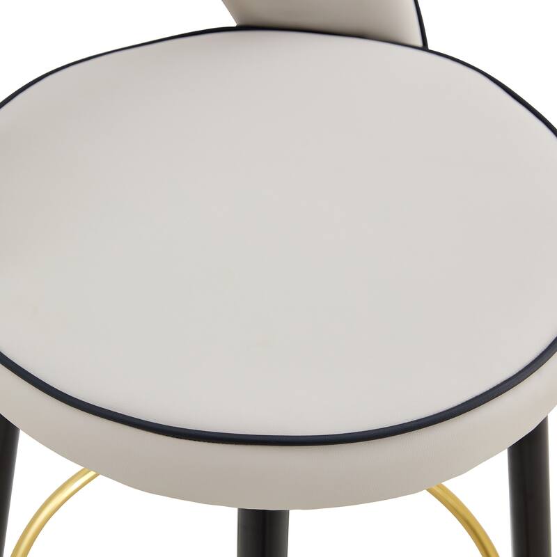 360°Rotatable Bar Chair, Modern Pu Comfortable Upholstered Bar Chair With Metal Legs For Dining Room, Kitchen, Set Of 2