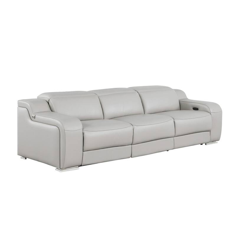 HomeRoots 103" Black Italian Leather Reclining USB Sofa