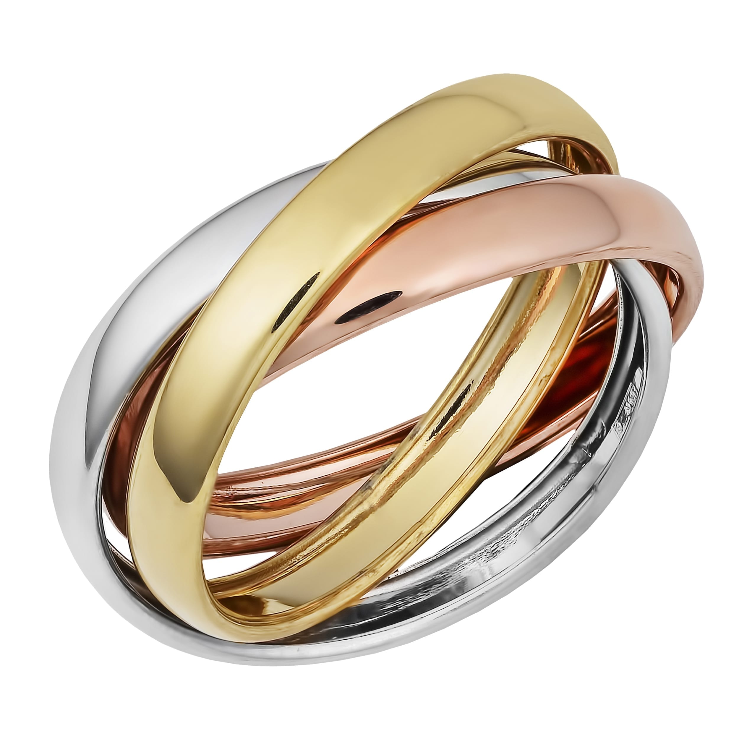 Au Naturale 14k Tri-color Gold High Polish Intertwined Rolling Ring