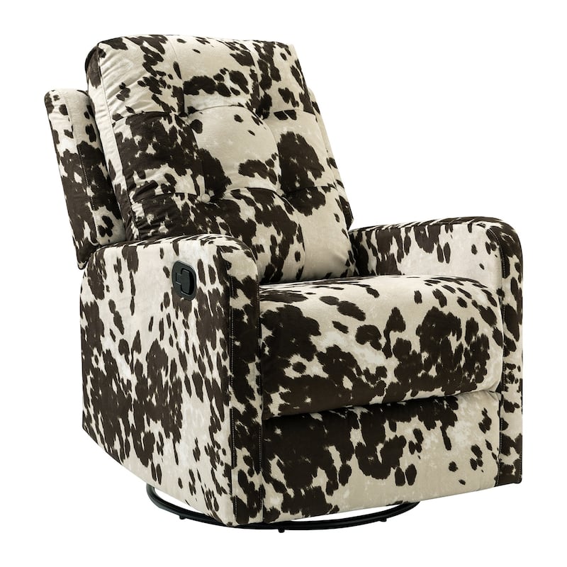Arlette Contemporary Floral Manual Swivel Recliner with Tufted Back and Angle Adjustment Button