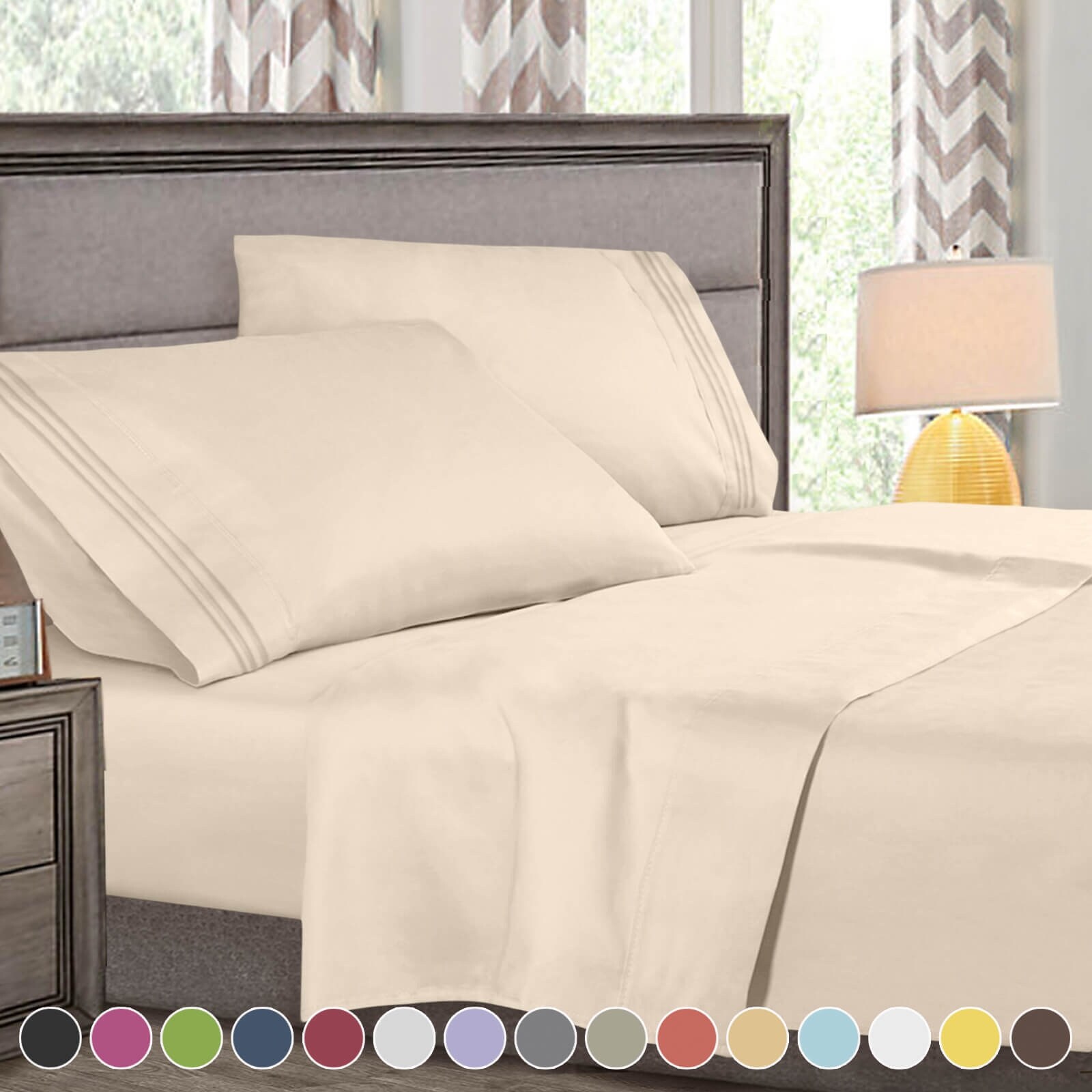 4 Pcs Deluxe Deep Pocket Bed Sheet Set in Queen Size-image
