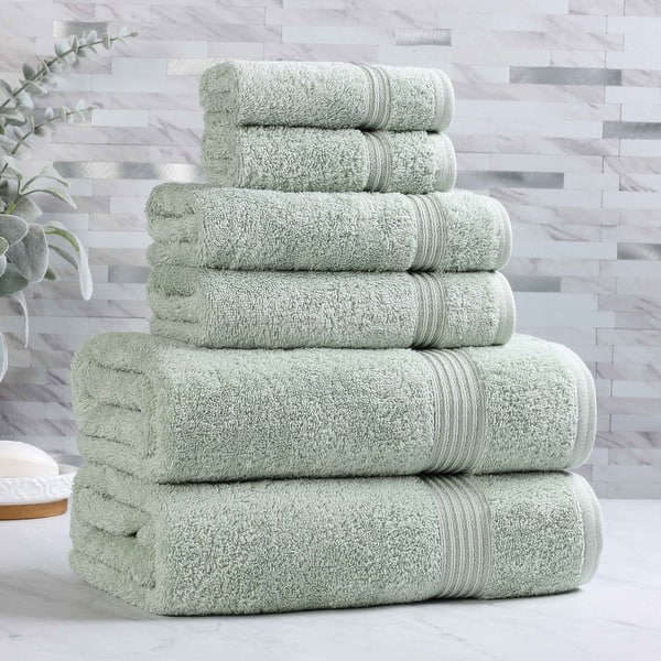 Superior Heritage Egyptian Cotton Absorbent 6-Piece Towel Set - 6-Piece - Sage