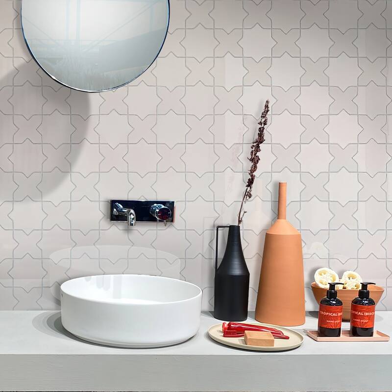 Apollo tile 5" x 5" Siena Glossy Pearl White Ceramic Tile (5.37 sq ft/case) - 27 Pack