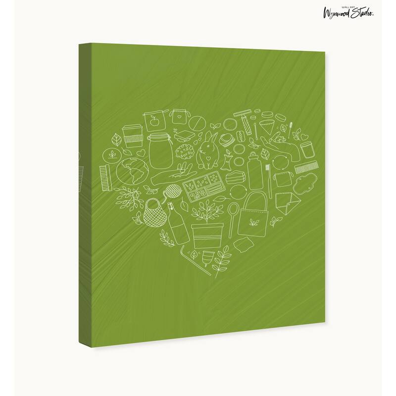 Wynwood Studio Canvas Symbols and Objects Caring my Green Planet Green Modern & Contemporary Wall Art Canvas Print