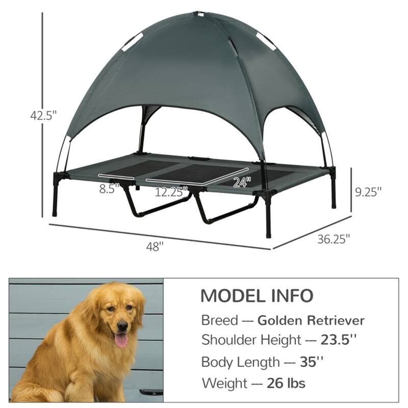 Foldable Elevated Pet Bed with Lightweight Steel Frame Including Travel Bag