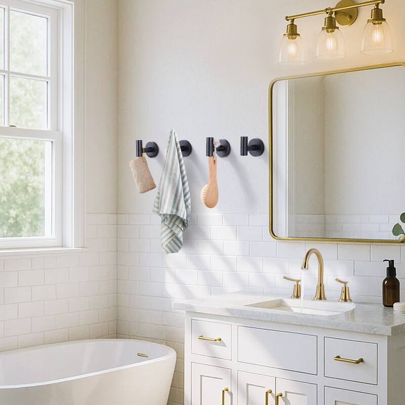 WOWOW Stainless Steel J-Hook Robe/Towel Hook 4 PCS