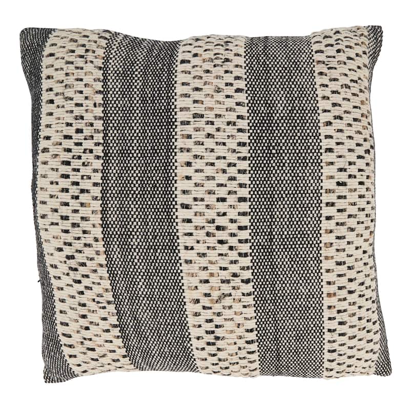 Rustic Charm Striped Throw Pillow - 20"x20" - Polyester - Black/Natural