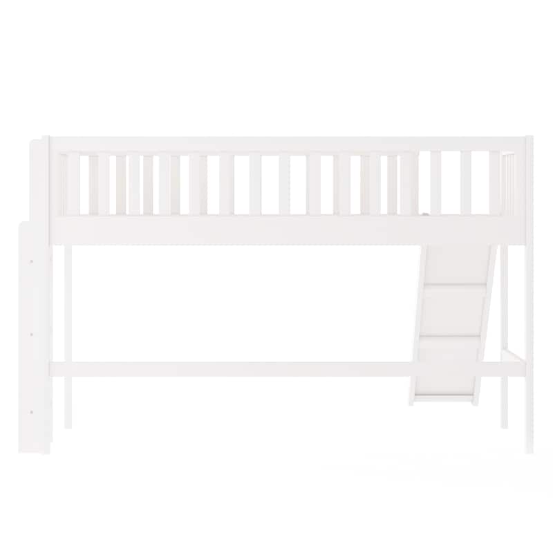 White Twin House Platform Bed with Sturdy Triangle Structure for Kids