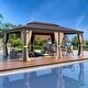 preview thumbnail 118 of 142, Outdoor Hardtop Gazebo Pergola w Galvanized Steel Roof and Aluminum Frame, Prime Curtains and nettings include