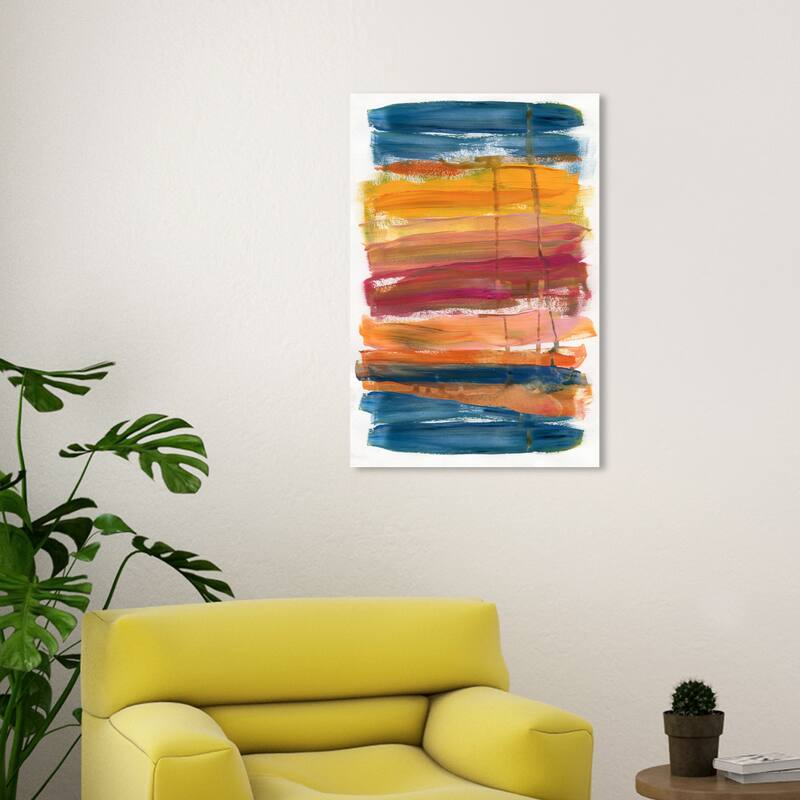 Wynwood Studio Abstract Abstract Burger Sandwich Blue and Dark Blue Modern & Contemporary Wall Art Canvas Print - 30 x 20