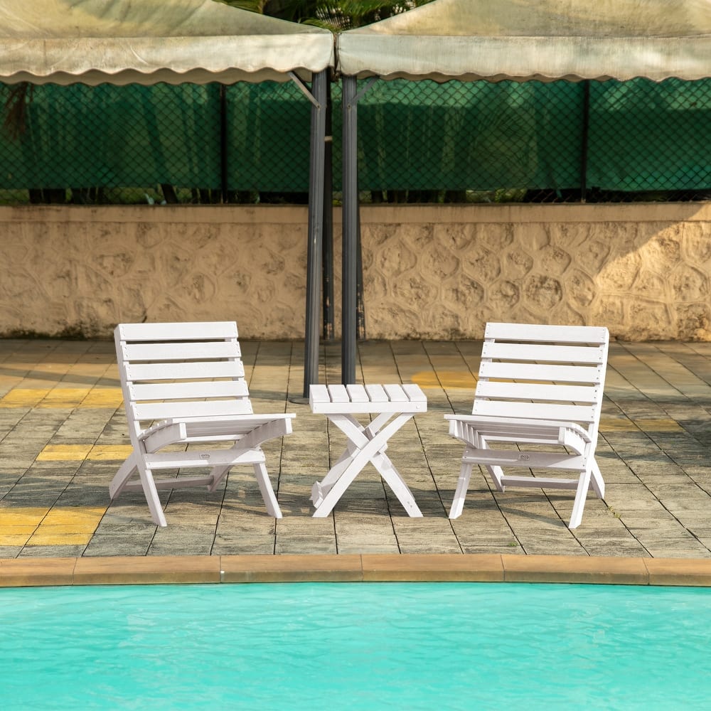 Grandcourt Quick Assembly All-Weather Outdoor Folding Patio Chair and Table Set - 3-piece