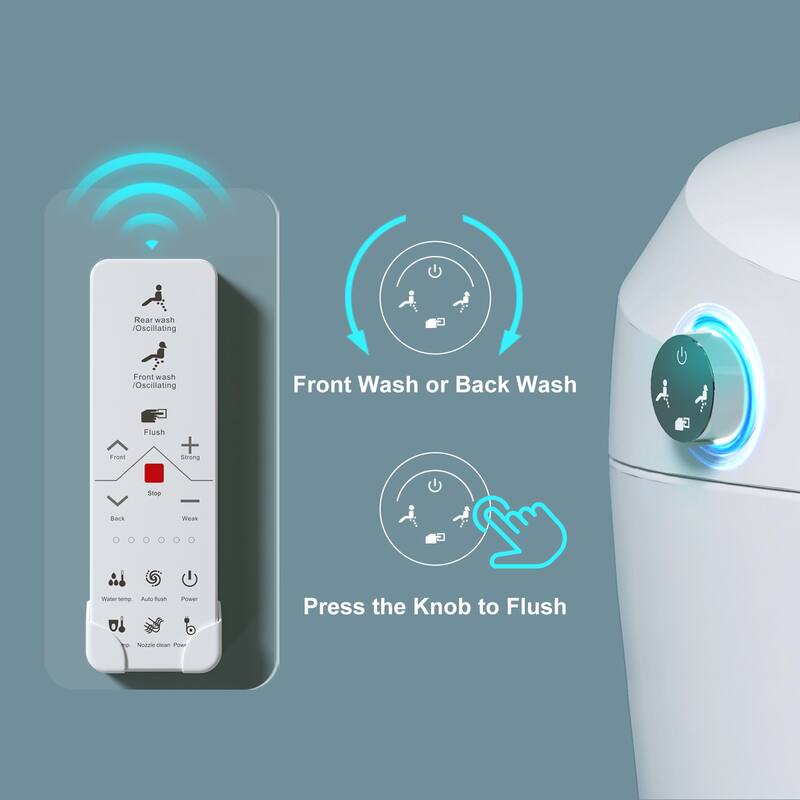 HOROW Elongated Smart Bidet Toilet Tankless Dual Flush Heated Seat Remote White - N/A