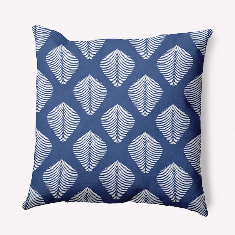 Fan Leaf Pattern Decorative Throw Pillow - 20" x 20" - Nautical Navy