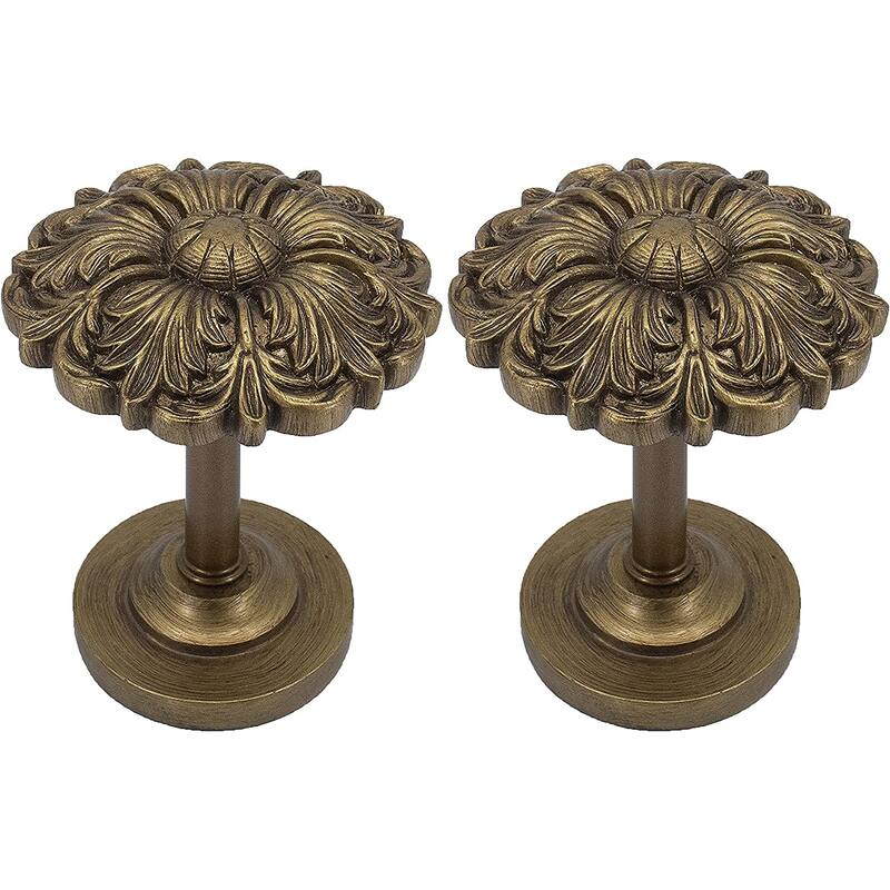MERIVILLE Set of 2 Fleur Window Drapery Medallion Holdbacks - Renaissance Gold - Set of 2