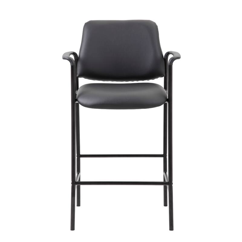 Counter Stool Chair with Black Vinyl Seat & Back, Square Metal Base