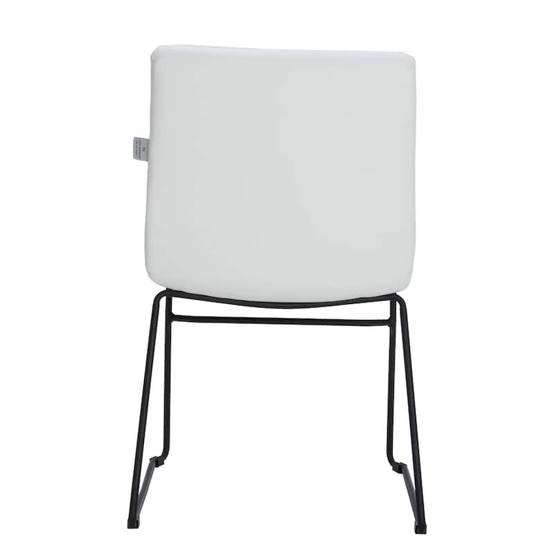 Zylar Modern Leather Guest Chair with Lumbar Support, Stainless Steel Base, High-Density Foam, Floor Protectors, 300 lb Capacity