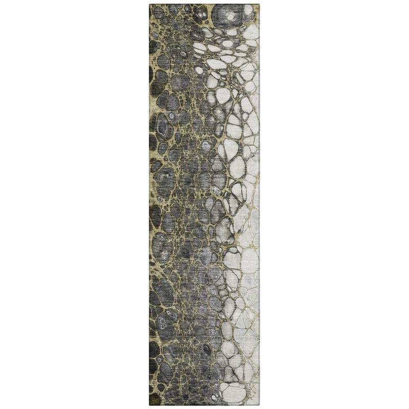 Machine Washable Indoor/ Outdoor Chantille Abstract Cobblestone Rug