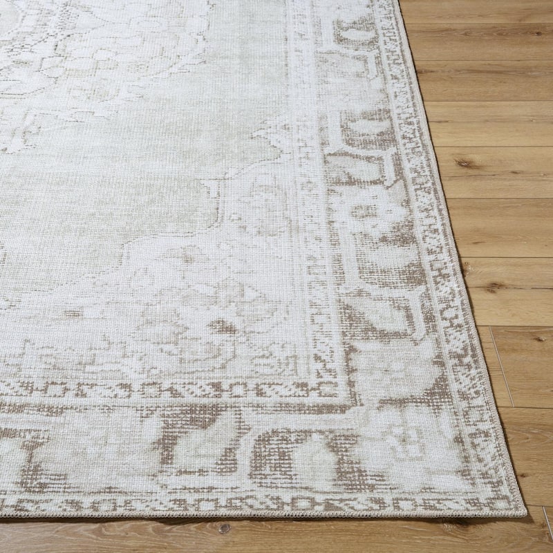 Livabliss Rainier Updated Traditional Medallion Washable Area Rug