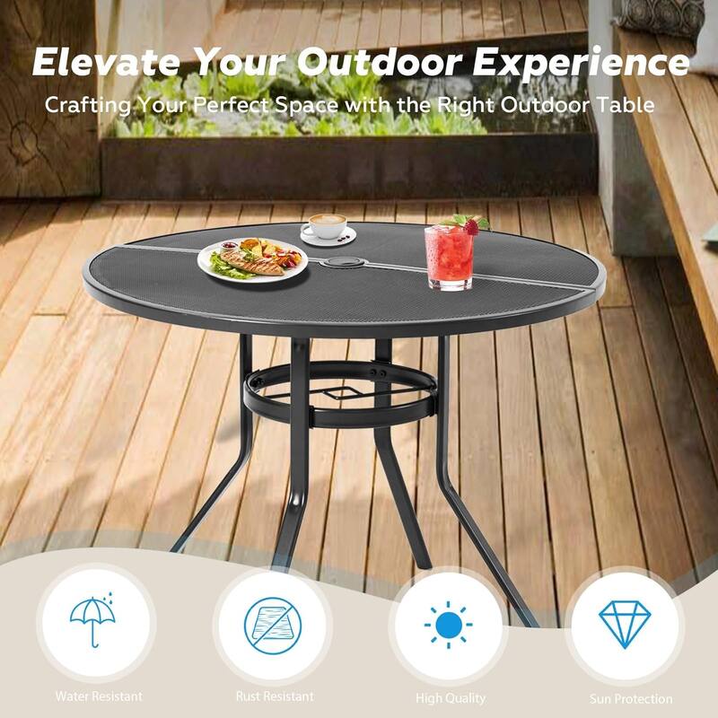 AECOJOY Metal Patio Dining Table ,Weather-Resistant Table