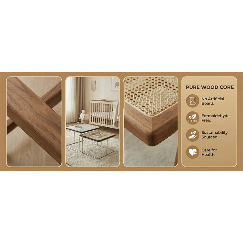 Modern Mobile Coffee Table with Solid Wood Frame for Indoor/Outdoor Use.