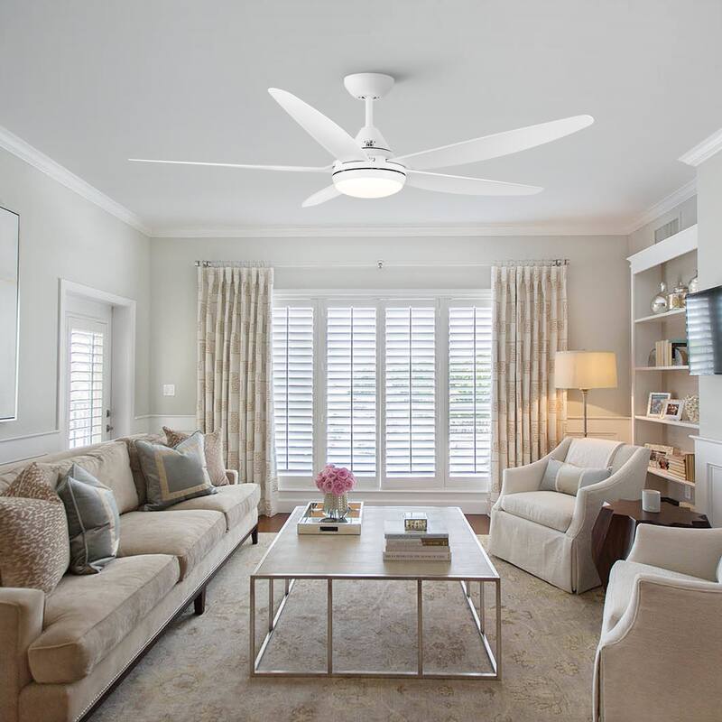 YUHAO 48 in. LED Indoor Matte Black Ceiling Fan with Integrated Light Kit and Remote Control