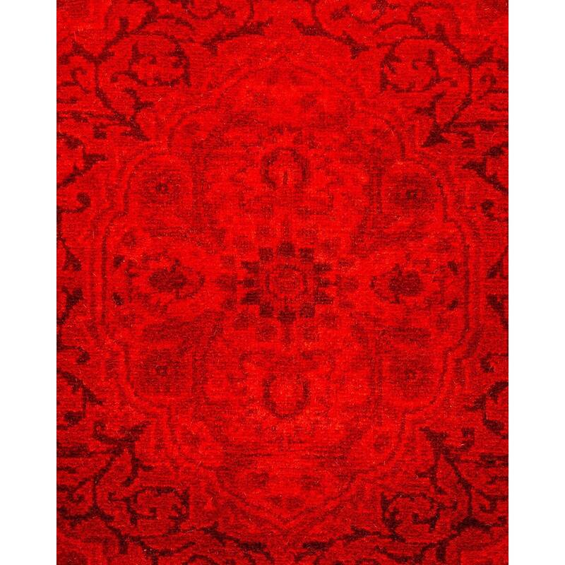 Overton Hand Knotted Wool Vintage Inspired Modern Contemporary Overdyed Red Area Rug - 2' 9" x 4' 2"