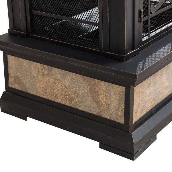 Shop Sunjoy Heirloom Slate Wood Copper Burning Fireplace