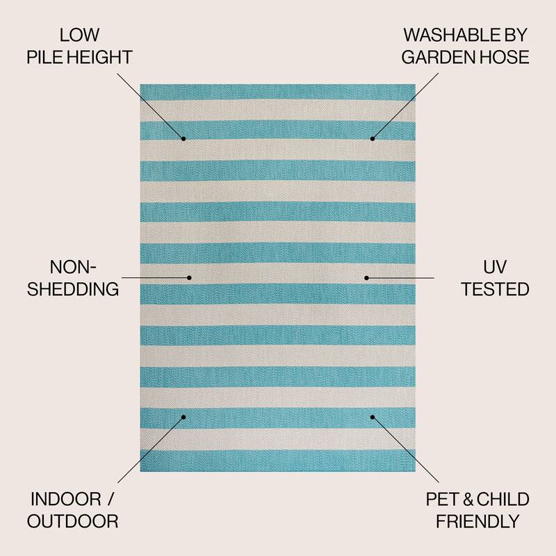 JONATHAN Y Vinales Two-Tone Wide Stripe Indoor/Outdoor Area Rug