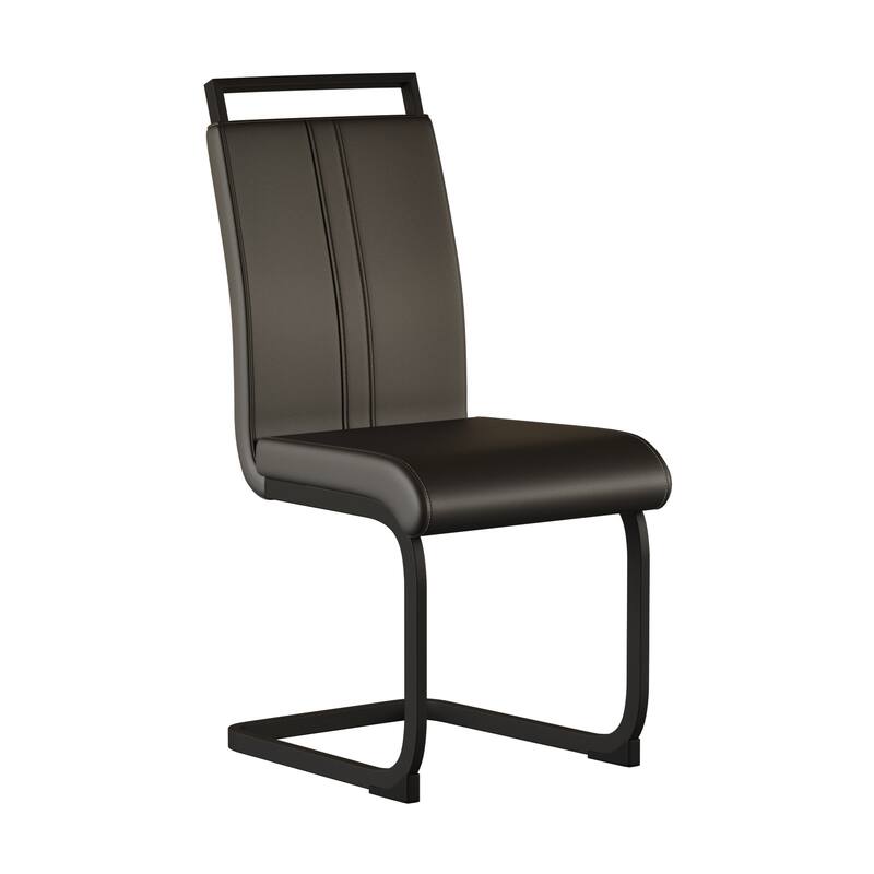 Dining Chairs,PU Faux Leather High Back Upholstered Side Chair with Black Metal Leg