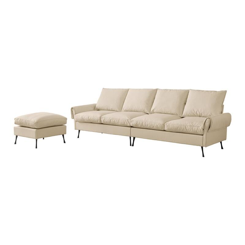 104.5" Modern Technical leather L Shaped Sofa with Convertible Ottoman,Living Room L Shaped Couch