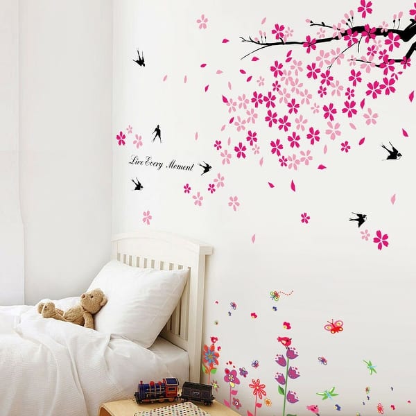 slide 2 of 5, Walplus Colorful Flower Swallow Children Wall Sticker Nursery Decor