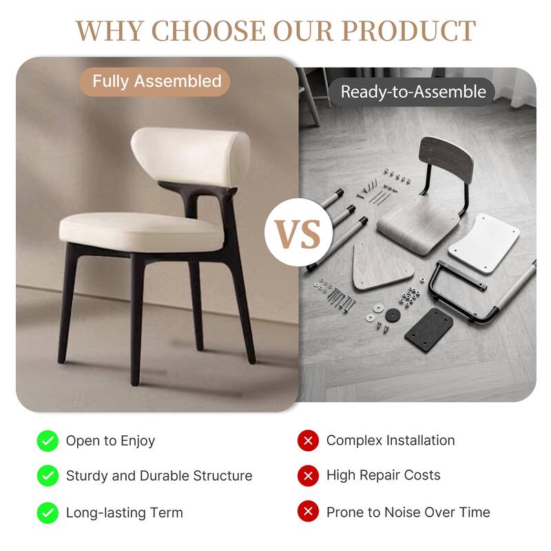 Faux Leather Dining chairs,Black Solid Wood, Beige Faux Leather, Set of 2, Not Assembled need