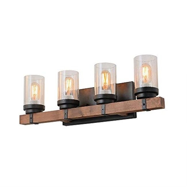 4 Light Wood Wall Sconce Black Antique Bubble Glass Wall Light On Sale Overstock 29401137