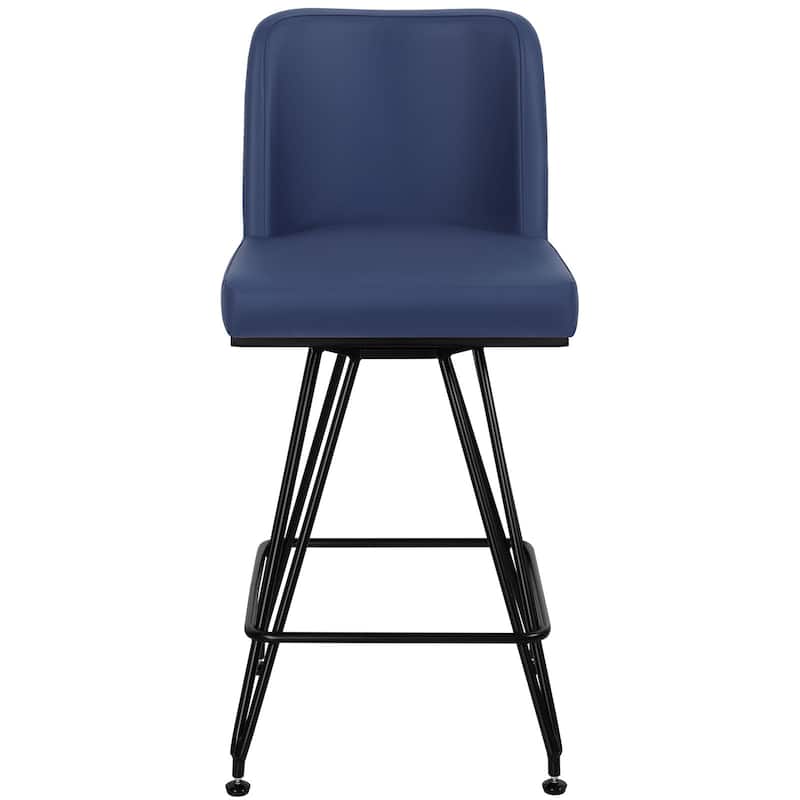 26" Leather/Velvet Swivel Counter Height Bar Stools - 38.2"H x 17.7"W x 19.1"D