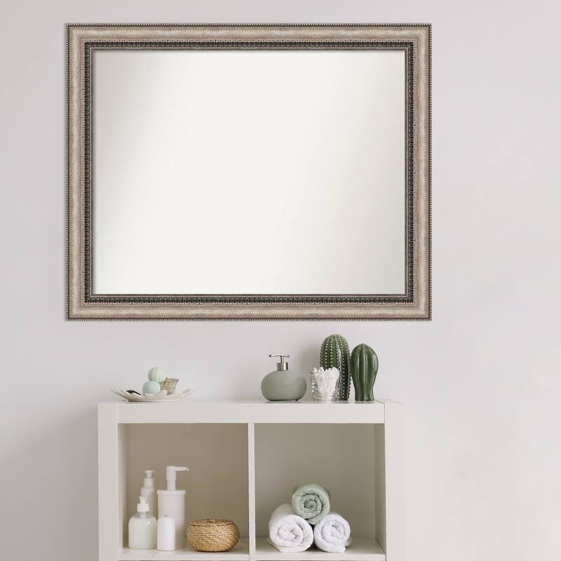 Non-Beveled Bathroom Wall Mirror - Lyla Ornate Silver Frame